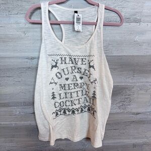 Torrid NWT Ivory "Merry Little Cocktail" Racerback Sleep Tank - Size 0 (12)
